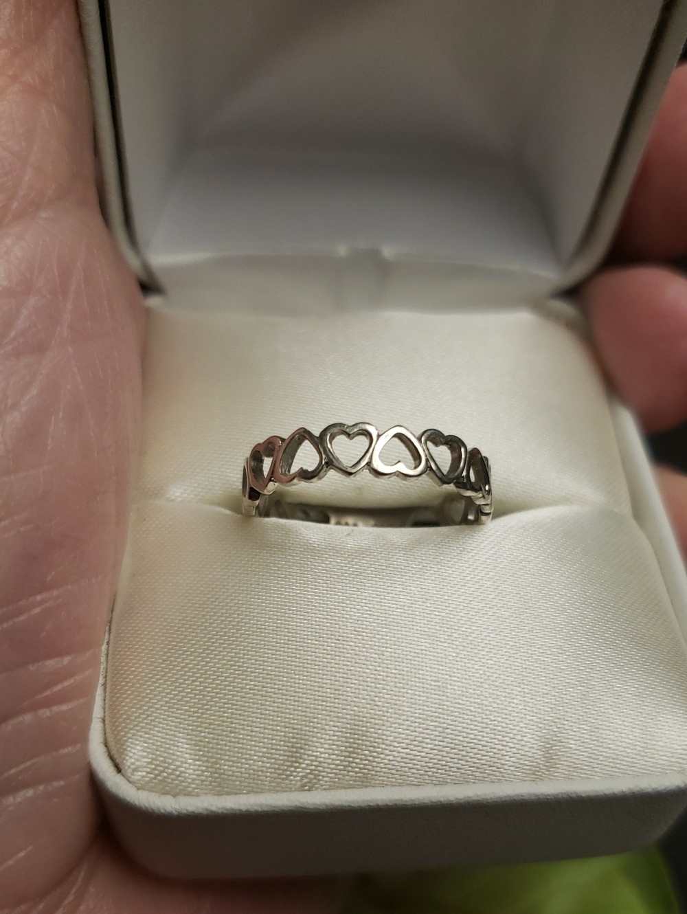 Sterling Silver Heart Link Ring - Women's Silver Heart Band
